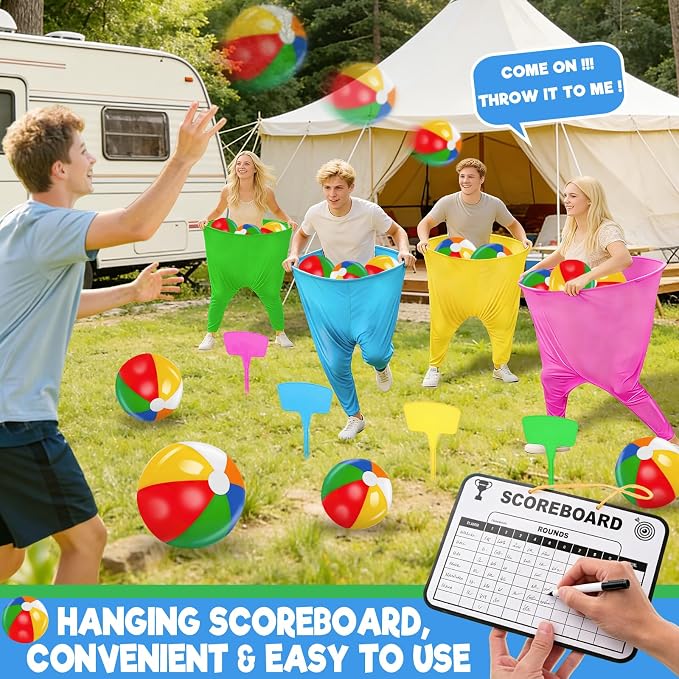 Granny Pants Yard Game, Granny Pants Party Game with Oversized Pants Bouncy Balls Ground Stakes Storage Bag and Air Pumps, Outdoor Tossing Games for Adults Family Carnival Party Reunion Gathering