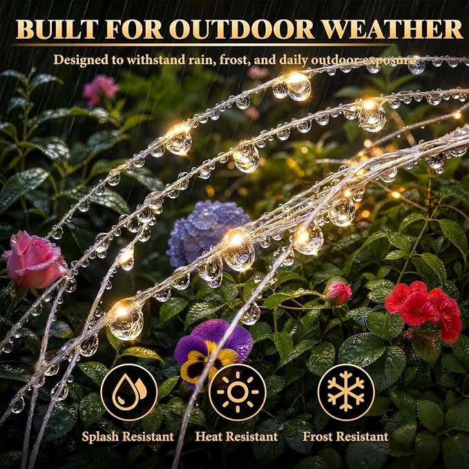 Solar Firework Lights Outdoor 4 Pack, 120LED Solar Starburst Garden Lights with 8 Modes,Waterproof Decorative Sparkler Light for Backyard, Garden, Patio & Lawn Landscape Decor