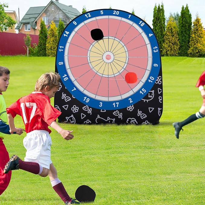 Goplus Giant Dart Board w/ 4 Kick Balls, Carrying Bag, Foldable Portable Throw & Kick Soccer Sport Target Games for Kids Adults Family Activities, Outdoor Yard Lawn Party Carnival Games