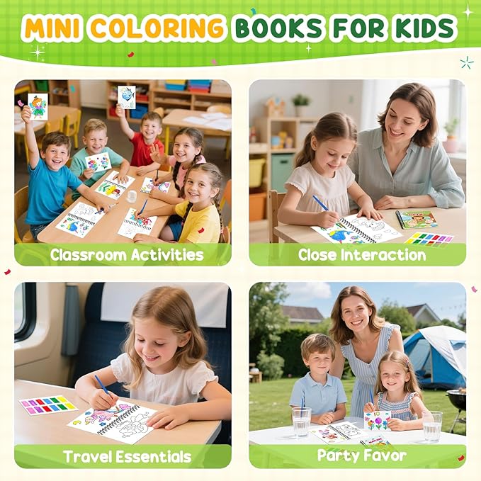 ZMLM 24 Water Coloring Books for Kids Party Favors - Bulk Mini Coloring Books for Kids Ages 4-8,Small Birthday Goodie Bag Stuffers School Teacher Return Gift Art Crafts Classroom Prizes (Nature)