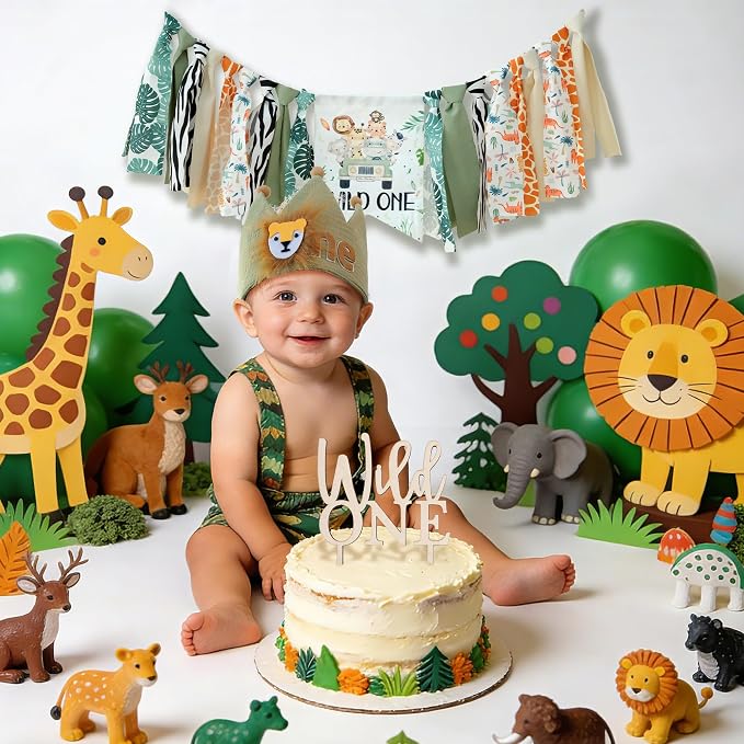 Wild One Birthday Decorations Boy 1st High Chair Banner 1 Year Old First