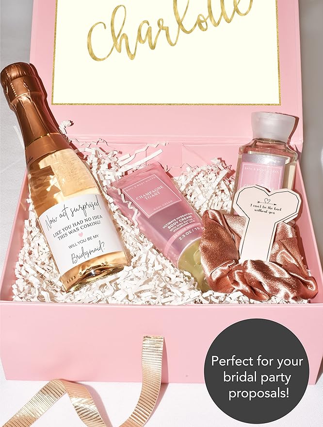 Bridesmaid Mini Champagne Labels, Funny Bridesmaid Proposal, Now Act Surprised Will You Be My Maid of Honor Ask Bridal Party Ask Bridesmaid Wine Stickers Bride Tribe Label (10 Pack)