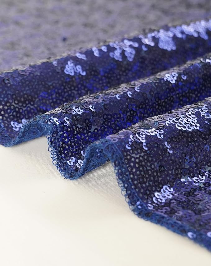 Eternal Beauty Navy Blue Tablecloth, 120 Inch Round Sequin Tablecloth for Party Cake Dessert Table Exhibition Events