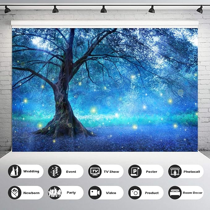 Fantasy Forest Backdrop Fairy Tree Glitters in Mystic Forest Photography Background Garden of Eden Backdrop Tree of Life Backgrounds Tree of Knowledge Backdrops for Birthday Party Background 7x5ft
