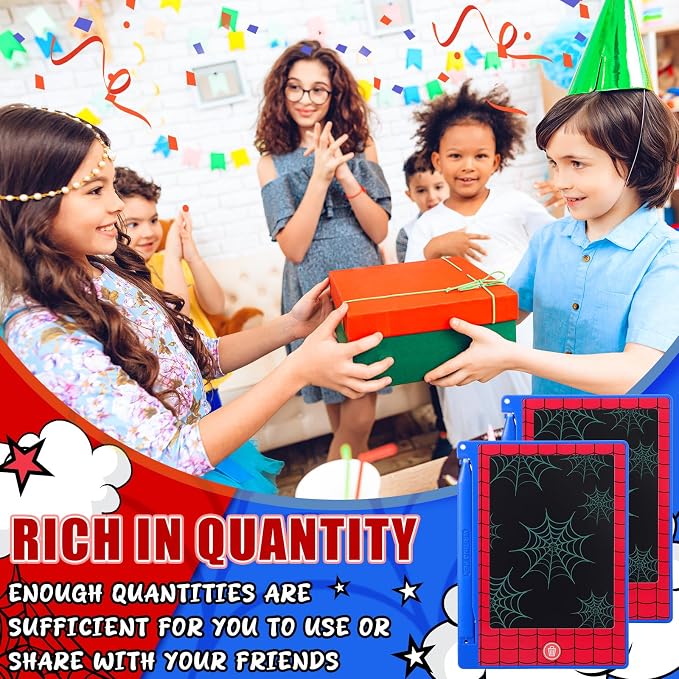 Nezyo 24 Pack Spider Theme Party Favors Mini LCD Writing Tablet 4.6 Inch Doodle Board Drawing Tablet Erasable Reusable Electronic Drawing Pads for Spider Theme Party Decor Birthday Supplies