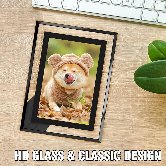 HIKWADERY 4x6 Picture Frames Black - Set of 2, HD Real Glass 4 by 6 Photo Frame for Tabletop Display, Wedding Birthday Mothers Day Gifts (4 x 6, Black)