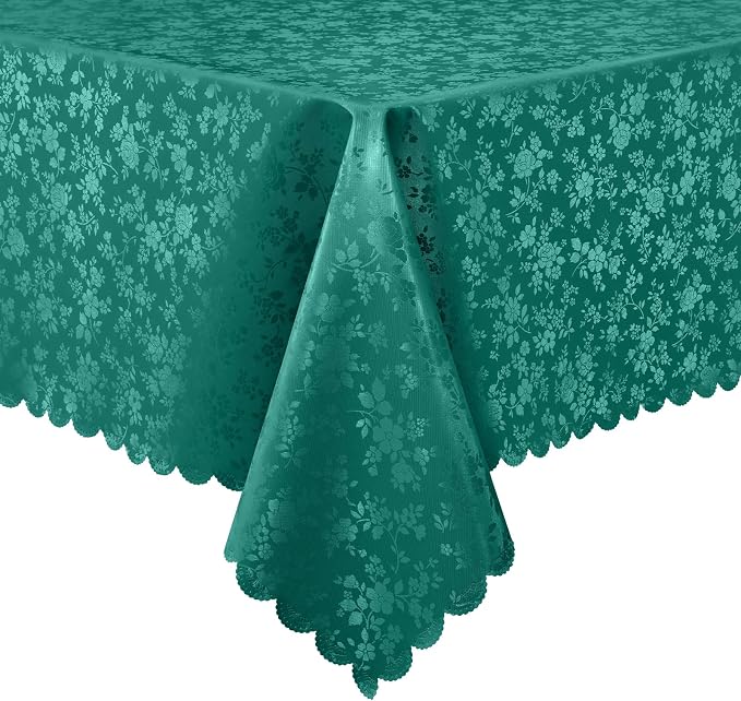 Smiry Rectangle Table Cloth, Waterproof Heavy Duty Vinyl Tablecloths, Wipeable Washable Table Cover for Kitchen and Dining Room (Christmas Green, 60" X 84")