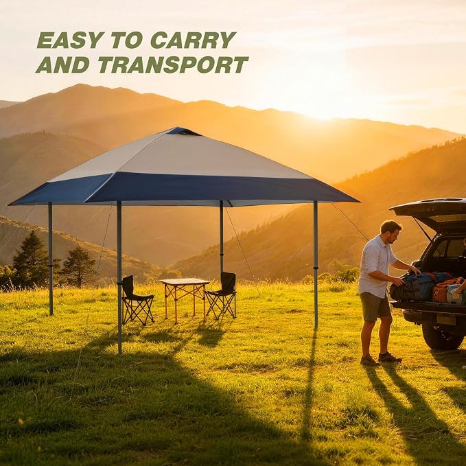 HYPER VENTURE 13x13ft Pop Up Canopy Tent with One Push Setup, Portable Outdoor Event Shelter with Rolling Carry Bag for Camping, Beach, Market, Patio (Navy)