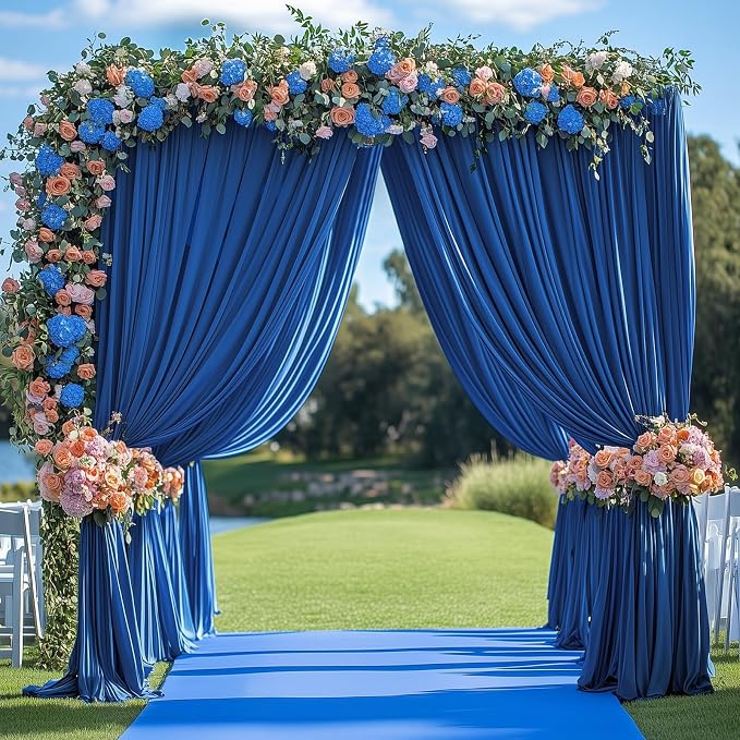 8 Panels 5x12ft Royal Blue Backdrop Curtains for Parties, Wrinkle Free Polyester Blue Photo Backdrop Drapes 12 ft Long Back Drop Cloth for Wedding Birthday Photography Background Party