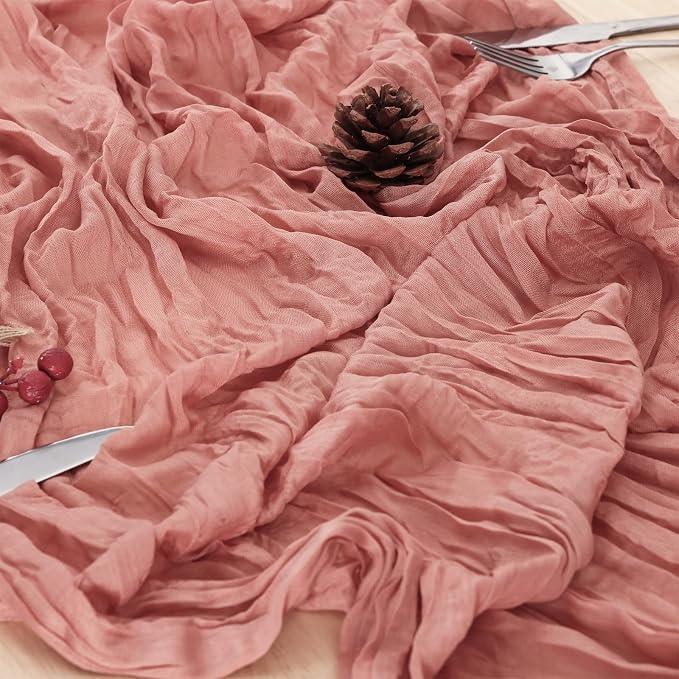 Dusty Pink Cheesecloth Table Runner 120 Inch 10FT Cheese Cloth Fabric Runners 1 Pack for Wedding Decoration, Baby Shower, Boho Decor