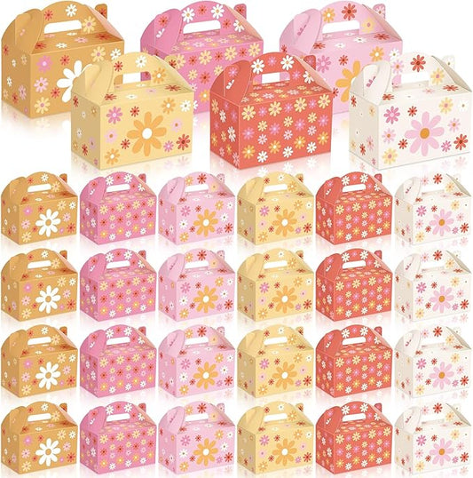 Dunzoom 24pcs Daisy Flower Treat Boxes Colorful Floral Gift Boxes Summer Daisy Party Favor Wrapping Hippie Boho Spring Decorations