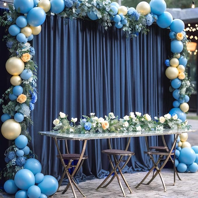 10x12 Navy Blue Backdrop Curtains for Wedding Party Wrinkle Free Backdrops Curtain Drapes Fabric Decorations Photo Back Drop Cloth for Baby Shower Photography Stage Reception 5ft x 12ft,2 Panels
