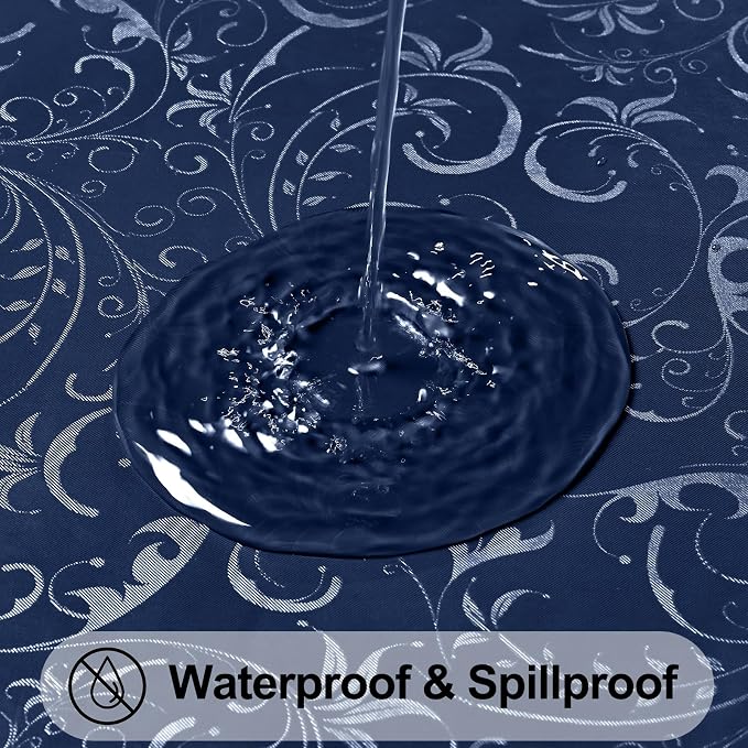 Smiry Rectangle Table Cloth, Waterproof Heavy Duty Vinyl Tablecloths, Wipeable Washable Table Cover for Kitchen and Dining Room (Dark Blue, 60" X 84")