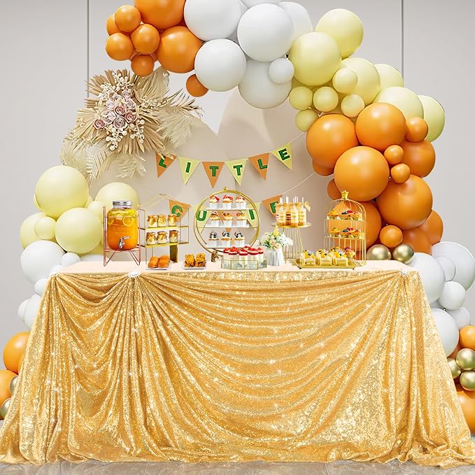 B-COOL Gold Sequin Tablecloth Birthday Table Cloths for Parties Rectangle Wedding Tablecloth Sparkly Sequin Fabric Tablecloth Christmas 90x90inches