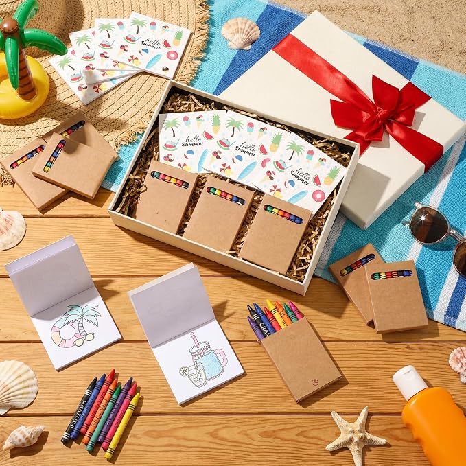 270 Pcs Mini Summer Coloring Books Welcome Back to School Gifts for Students with Crayons Kids Summer Pool Beach Coloring Book Party Favors