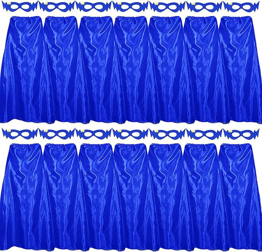 D.Q.Z Bulk Superhero-Capes and Masks for Adults 14 Sets Superhero Party Capes Dress Up Costume for Birthday Team Building