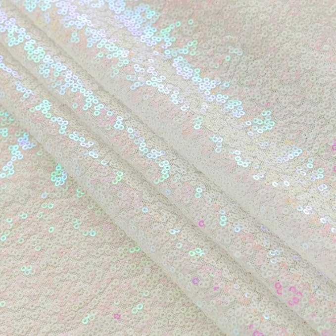 Sugargirl White Iridescent Sequin Backdrop Curtain 2 Panels 2FTx8FT Glitter White Iridescent Background Drapes Sparkle Photography Backdrop for Party Wedding Birthday Wall Decoration
