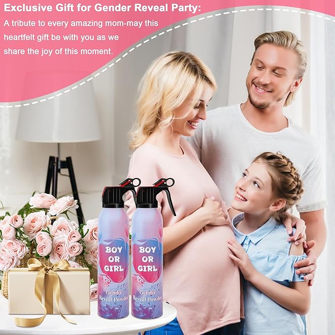 Colored Gender Reveal Cornstarch Spray 2 Packs, Pink Powder Spray for Baby Girl Reveal, Long-Lasting 10ft Smoke Effect, Unique Gender Reveal Ideas & Party Decorations