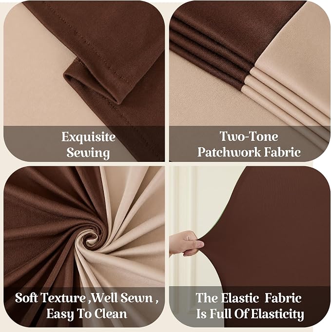 7.2FT 6FT Arch Backdrop Cover for Party, Set of 2 Stretchy Spandex Fitted Arch Stand Cover for Baby Shower, Birthday Wedding Decor, Chiara Backdrop Cover with Double-Sided Design(Nude, Brown)