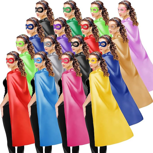 Leyndo Heroic Party Capes Masks for Adults Women Men Party Capes for Team Spirit Building Group Costume