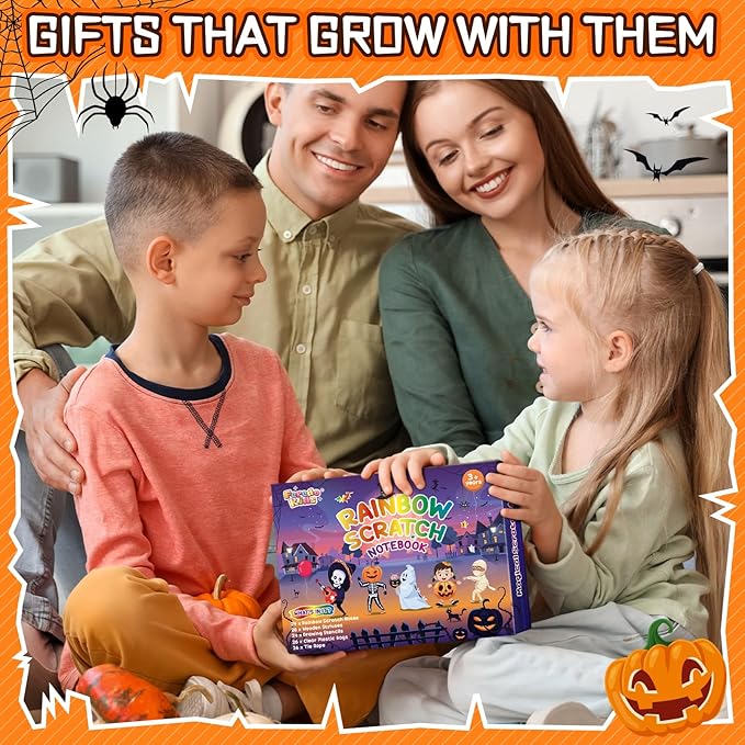 Halloween Party Favors for Kids: 24 Pack Halloween Scratch Art Notebook Students Classroom Gifts Bulk for Girls Boys Goodie Bags Stuffers, Return Gifts for Birthday Party Favors Bulk