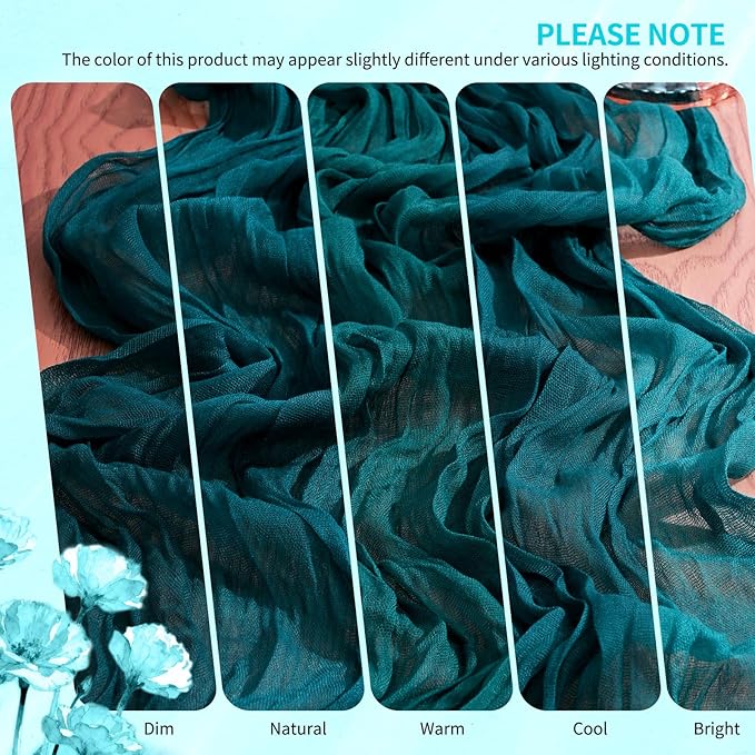 20 Pack Teal Cheesecloth Table Runner 10FT Boho Gauze Cheese Cloth Table Runners Romantic Rustic Sheer Table Decorations for Wedding Party Baby Shower Birthday Holiday Home