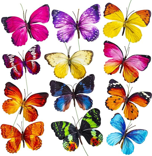 Wonderland Series' Artificial Butterfly; Home Decoration; Garden Decoration;12pieces with Wire (F Wire)