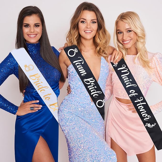 Bride to Be, Maid of Honor, & 3 Team Bride Sash Set - Wedding Party Sash Bundle | Bachelorette Party Bridesmaid Sashes Tribe Squad Crew Bridal Shower Decorations Favors Supplies Favor Bridesmaids Gift