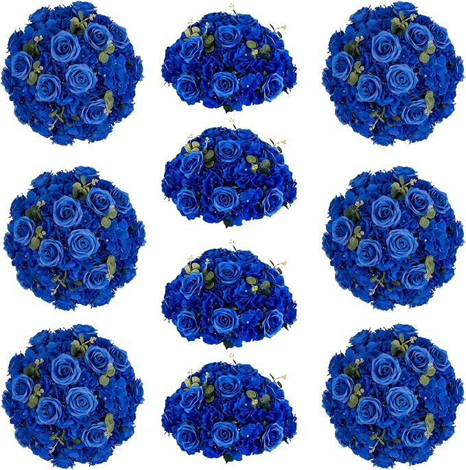 Blue Flowers Balls for Centerpieces: 10 PCS 11.8" Diam Flower Centerpieces for Tables in Wedding Reception Decorations Arrangement for Party Celebration Planners