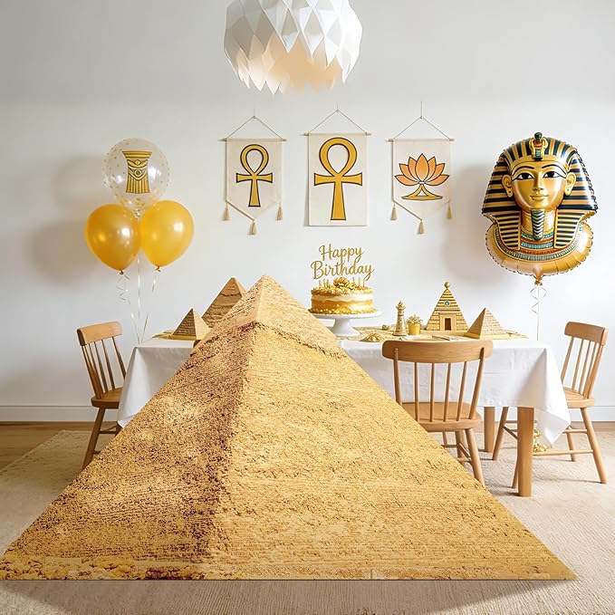 4.8 Ft Pyramid Cardboard Cutout Life Size Egyptian Pyramid Standee Ancient Egypt Stand Up Backdrop Props for Party Events Decoration Indoor Outdoor Classroom Museum Exhibit Photo Booth