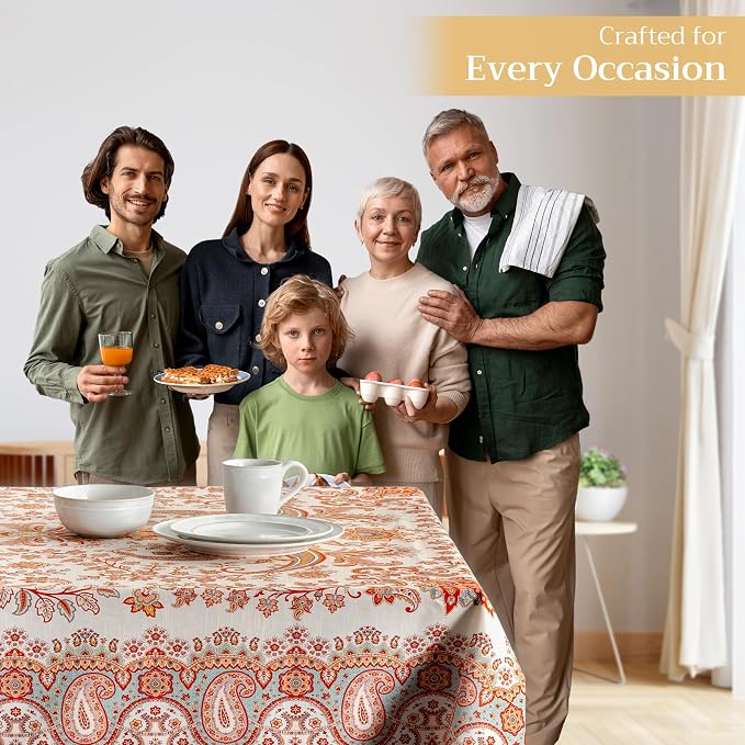 Maison d' Hermine Table Cloth Square Table 100% Cotton 54 x 54 Inches Fall Tablecloth Reusable Everyday Use for Thanksgiving Christmas Decorations Dining Farmhouse Party (Cachemire)