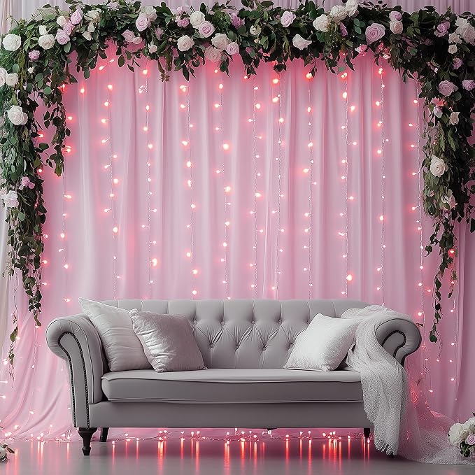 20ftx12ft Baby Pink Backdrop Curtains for Wedding-Wrinkle Free Backdrops Curtain Drapes Fabric Decorations Photo Back Drop Cloth for Baby Shower Photography Stage Reception 4Panels 12ft(H) x 5ft(W)