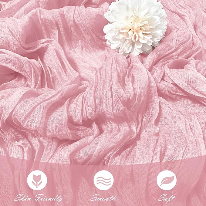 30 Pack Light Pink Cheesecloth Table Runner 17 x 108 inch Cheese Cloth Table Runners 9ft Pink Table Runner Rustic Romantic Sheer Gauze Runner for Wedding Party Baby Shower Table Decoration
