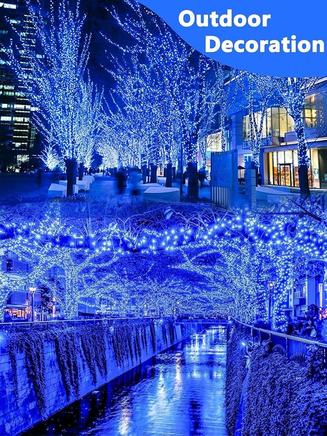 4 Pack 100 LED Fairy Lights Battery Operated with Remote, 33FT Waterproof Twinkle Lights with Timer & 8 Modes, Fairy String Lights Outdoor Indoor for Bedroom Classroom DIY Christmas Decor (Blue)