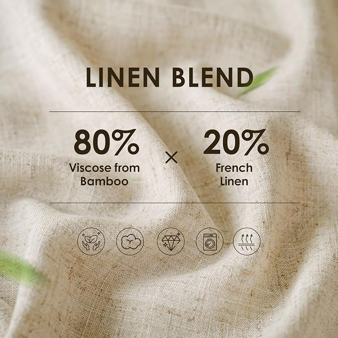 Linen World Dish Towels Set of 4, 20 x 28 Inch Linen Blend Kitchen Towel, Frayed Edge, Embroidered Border, Absorbent Large Tea Towels-Natural