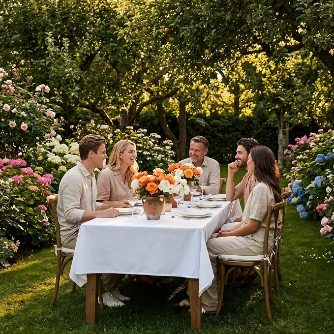 12 Packs White Table Cloth Rectangle 60x102 Inch Rectangular Tablecloths for 6 Foot Rectangle Tables, Wrinkle Resistant Polyester Fabric Tablecloth Washable Table Covers for Wedding Party