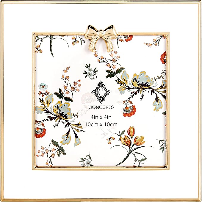 Concepts Enamel Metal Picture Frame Elegant Decorative Luxury Tabletop Photo Display Giftable Romantic Vintage-Inspired Feminine Keepsake Wedding Anniversary Home Decor