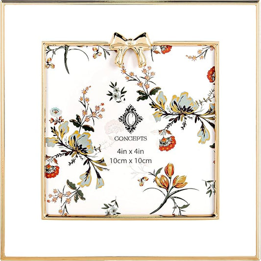 Concepts Enamel Metal Picture Frame Elegant Decorative Luxury Tabletop Photo Display Giftable Romantic Vintage-Inspired Feminine Keepsake Wedding Anniversary Home Decor