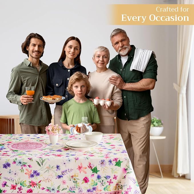 Maison d' Hermine Table Cloth Rectangle Table 100% Cotton 70 x 140 Inches Tablecloth Reusable Decorative for Dining Kitchen Room Farmhouse Party Home Hotel Restaurant Spring Summer - Chardon