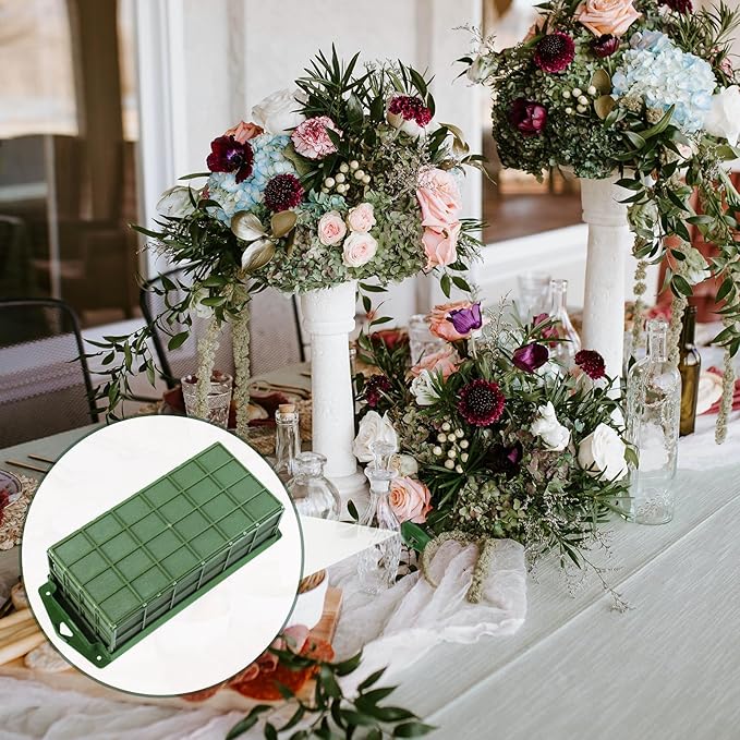Floral Foam Cage 4pcs, Floral Foam Blocks, Flower Holder for Artificial Flower Arrangement Bulk Dry Floral Block for Christmas, Wedding, Garden Decoration
