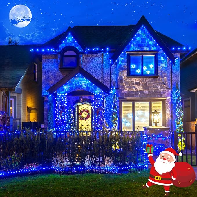 JMEXSUSS 2 Pack Solar String Lights Outdoor Waterproof, Total 66 FT 200 LED Solar Christmas Lights Outdoor, Twinkle Light for Christmas Tree Outside Garden Yard Xmas Decor, Blue