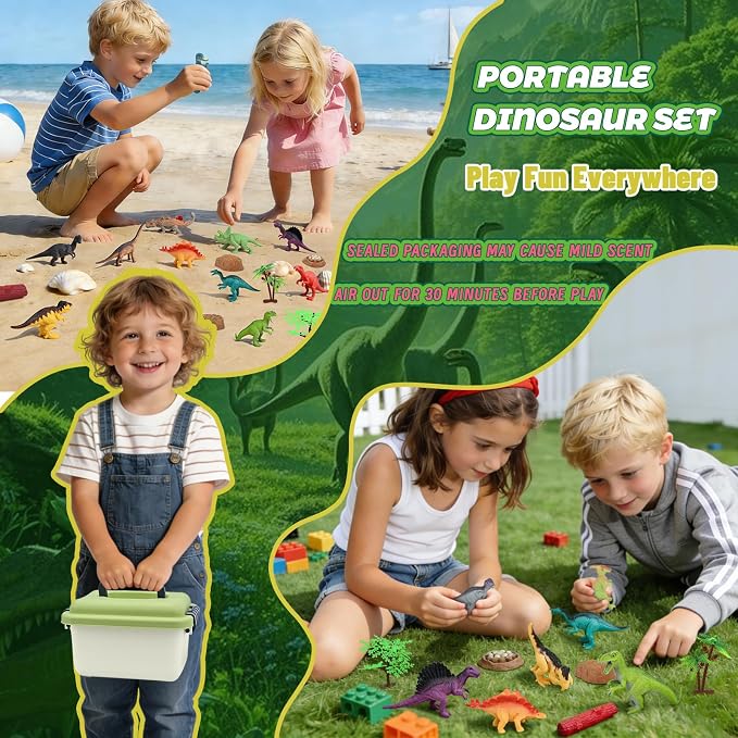 34PCS Dinosaur Toys for Kids 3-5 with Storage Box,Realistic Dinosaur Figures for Kids 3-5 Years Old,Birthday Gift for Boys Girls