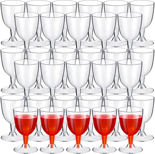 Thenshop 200 Pack 6 oz Disposable Plastic Wine Glasses with Stem, Clear Wine Glasses Cups for Weddings Birthdays Bridal Shower Party Favor
