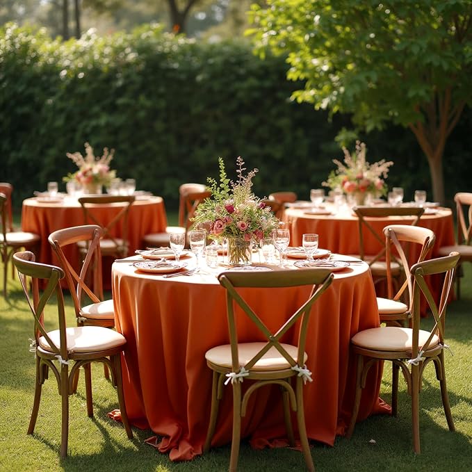Fitable 6 Pack Rust 90 Inch Round Tablecloth - Stain Resistant and Washable Table Cover, Polyester Fabric Table Cloth for Wedding, Party, Banquet, Formal Events