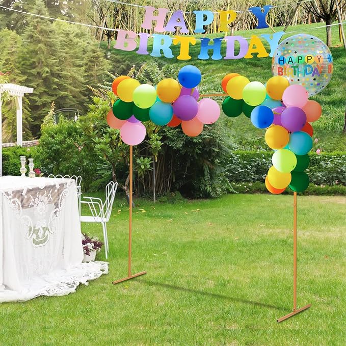 GARFANS Wedding Arch Square 6.56FT x 6.56FT Metal Backdrop Stand with Support Feet Nails Gold Balloon Arch Stand Garden Arbor Frame for Wedding Birthday Party Baby Shower Background Ceremony Decor