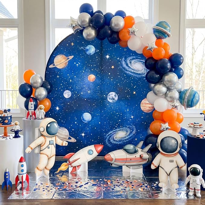 Honoson 4 Pcs Large 30" Astronaut Cardboard Cutouts, Space Birthday Party Decoration Rocket Spaceship Backdrop Standup Photo Booth Prop for Baby Shower Party Supplies Classroom Sign