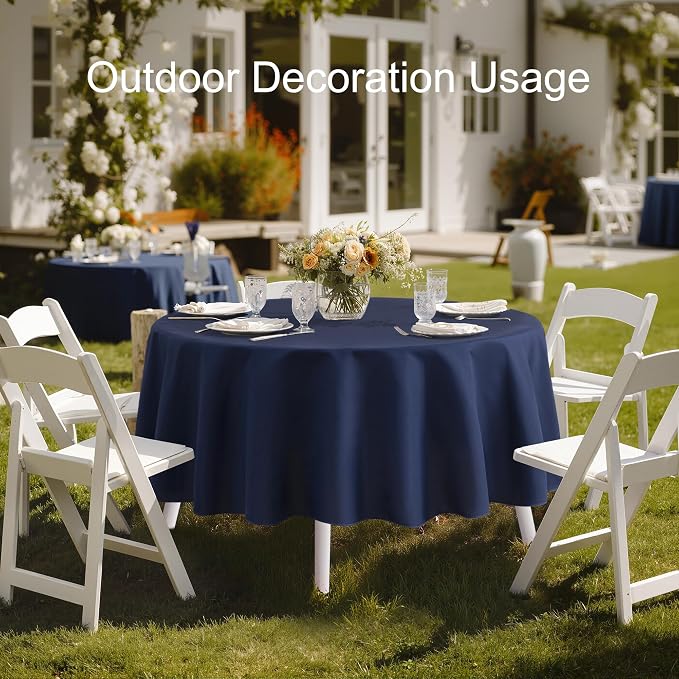 joybest 6 Pack Round Tablecloths - 60 Inches in Diameter Navy Blue Table Cloth Fit 20 to 42 Inches Tables, Washable Polyester Fabric Table Cover for Dining, Buffet Party, Wedding