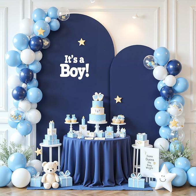 Navy Blue Arch Cover 2 Set-7.2FT, 6FT Arch Backdrop Cover Spandex Fitted Wedding Arch Stand Covers for Bridal Shower Wedding Baby Shower Birthday Party Banquet Photo Background Decorations