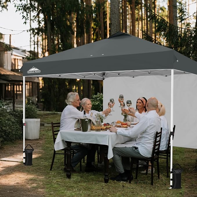 EAGLE PEAK Commercial Canopy 12x12 Pop Up Canopy Tent with 1 Sidewall, Easy Setup Heavy Duty Instant Event Shelter for Vendors & Markets, Outdoor Sun Shade, Gray
