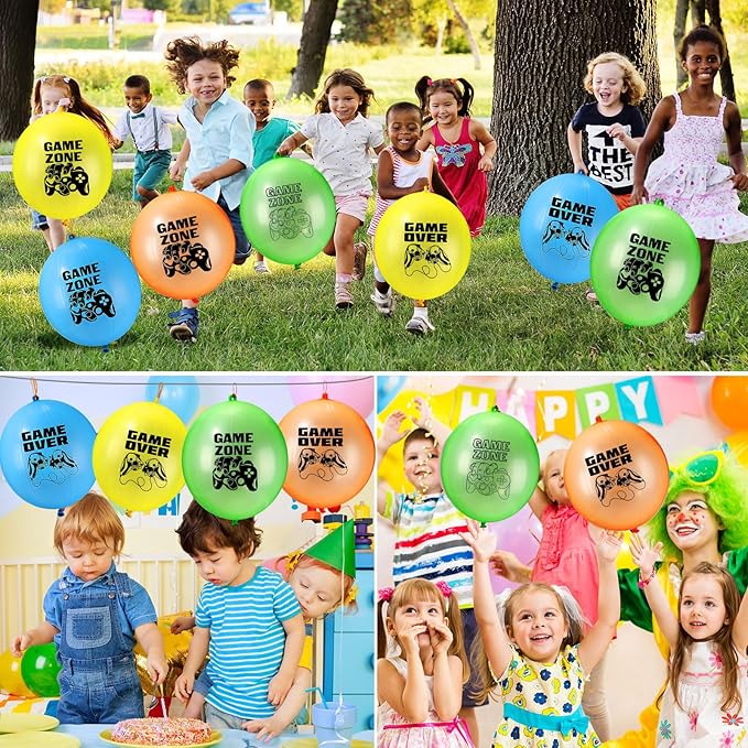 243 Pcs Video Game Party Favors for Kids Gamer Goodie Bag Stuffers Gaming Birthday Party Supplies with Gift Boxes, VIP Pass, Balloons, Bracelets, Keychains, Badges, 3D Stickers (Green)